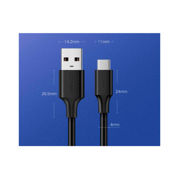 Cabo Dados Carregamento Ugreen Usb Tipo C 3a Us287 2m Preto