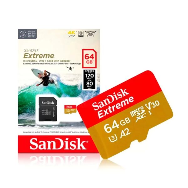 Cartão De Memória Sandisk Extreme 64gb 170-80mb Microsdxc