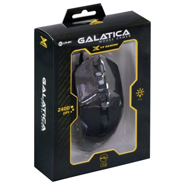 Mouse Gamer Galatica 2400 Dpi Led Azul Cabo Usb 1,8m