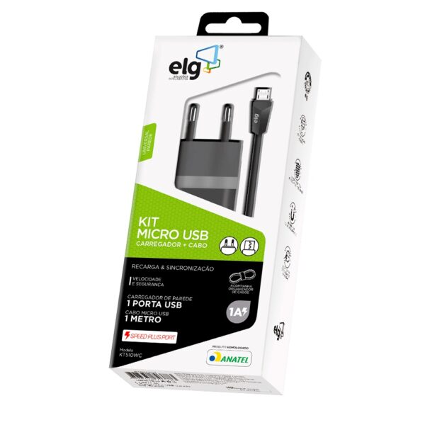 Kit Micro Usb Carregador + Cabo ELG Bivolt Kt510wc