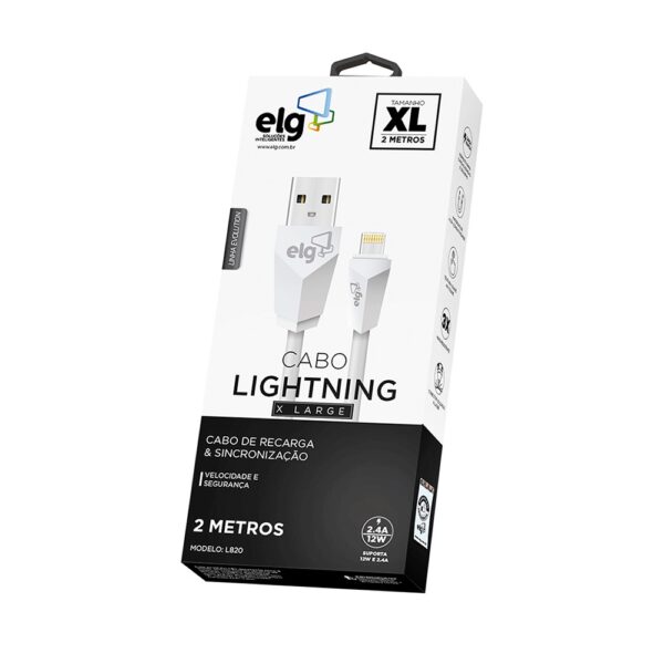 Cabo ELG L820 Usb Recarga Lightning Compatível iPhone 2 Mts