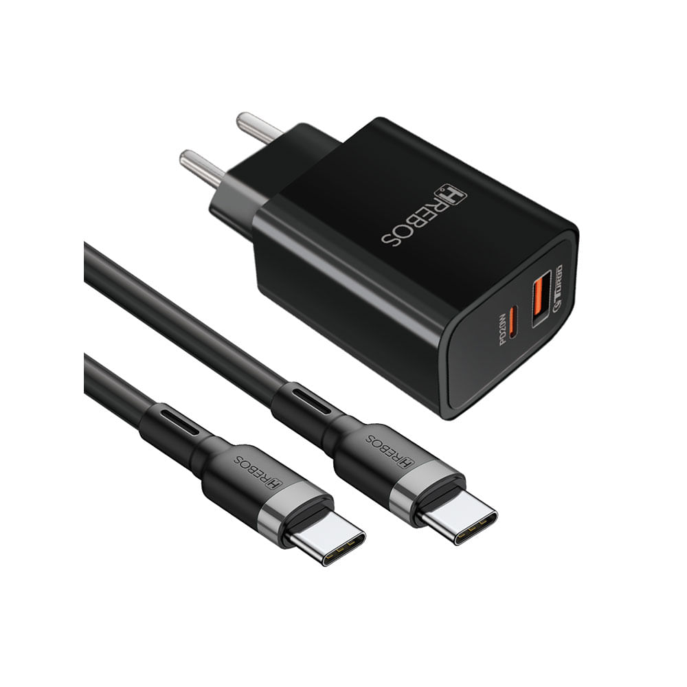 Carregador De Parede Hrebos Power Turbo 20w Com Cabo Tipo C