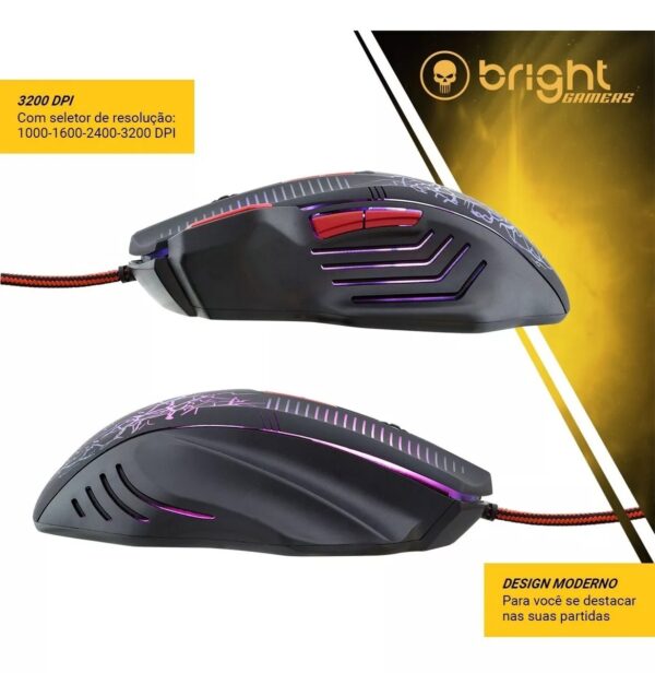 Kit Gamer Bright 594 Teclado E Mouse Preto  Rgb Led Abnt2 - Image 6