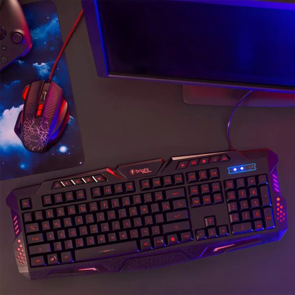 Kit Gamer Bright 594 Teclado E Mouse Preto  Rgb Led Abnt2 - Image 7