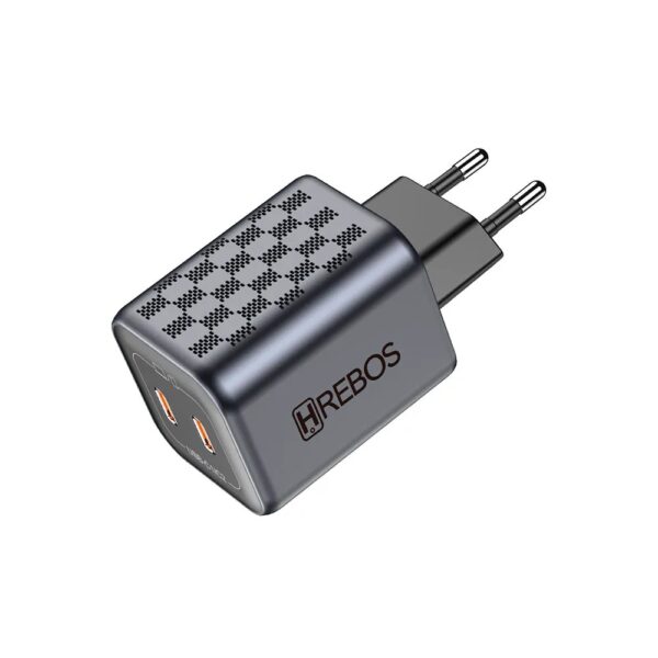 Carregador Smart Hrebos Crg-218 Turbo 45w Dual Usb-c Preto - Image 3