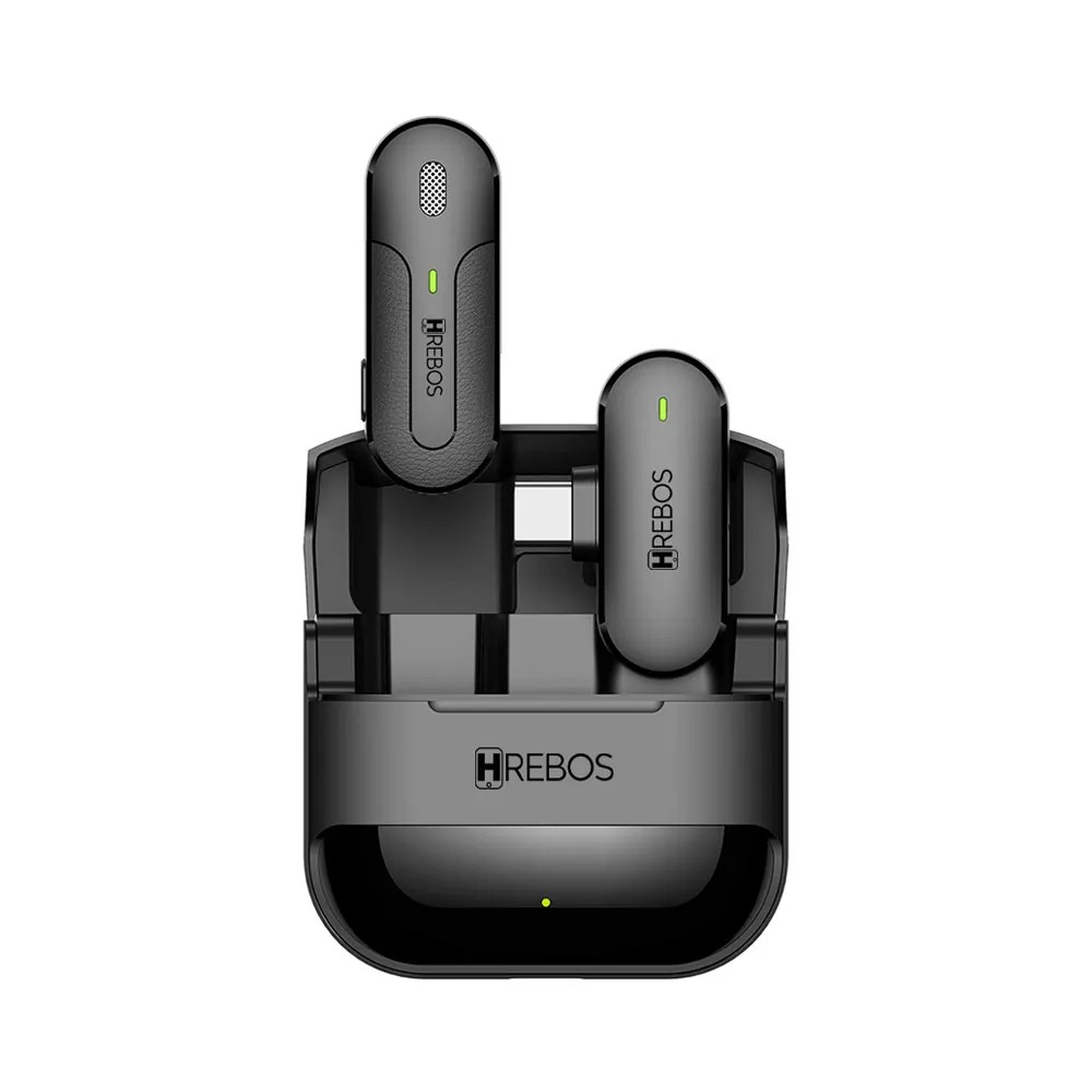 Microfone Lapela Sem Fio Hrebos If-210 Tipo C Com Case Preto