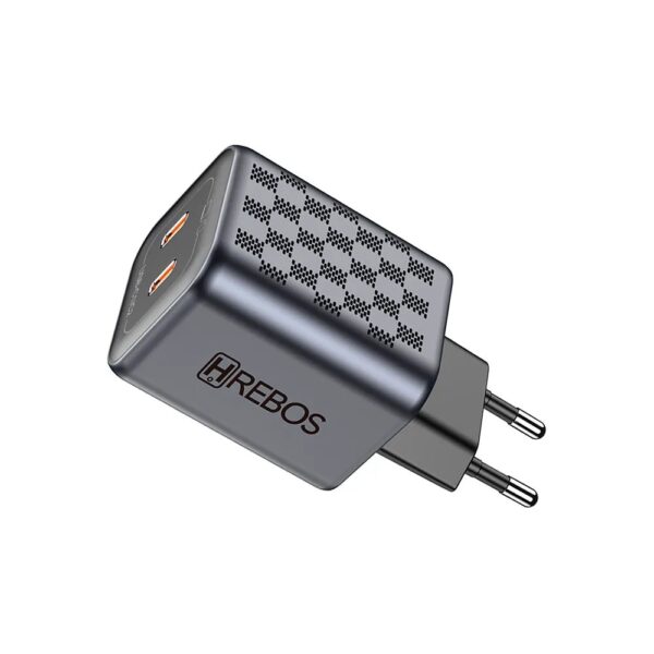 Carregador Smart Hrebos Crg-218 Turbo 45w Dual Usb-c Preto