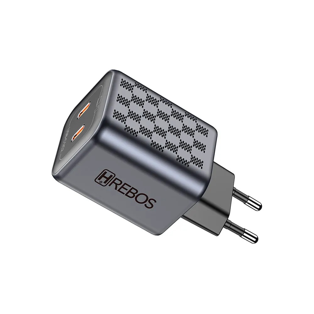 Carregador Smart Hrebos Crg-218 Turbo 45w Dual Usb-c Preto
