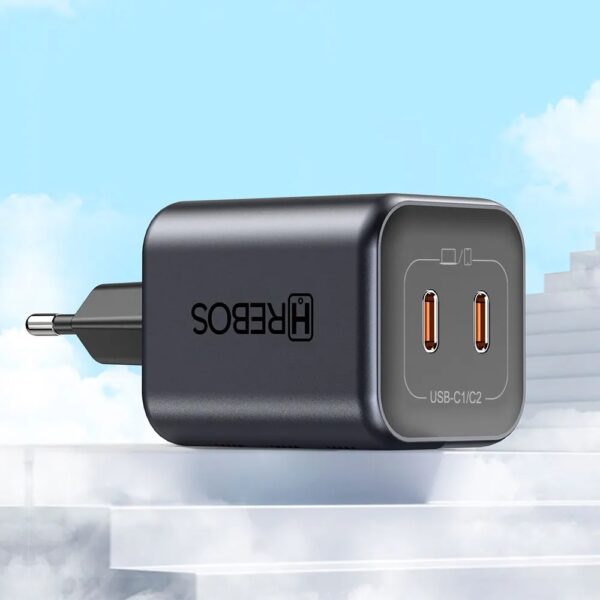 Carregador Smart Hrebos Crg-218 Turbo 45w Dual Usb-c Preto - Image 4