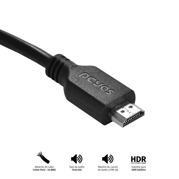 Cabo Hdmi 3m Kross Elegance 19 Pinos 3 Metros Ultra Hd Preto