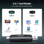 Adaptador Leitor de Cartão Ugreen CM304 USB‑C para SD e Micro SD 5 Gbps