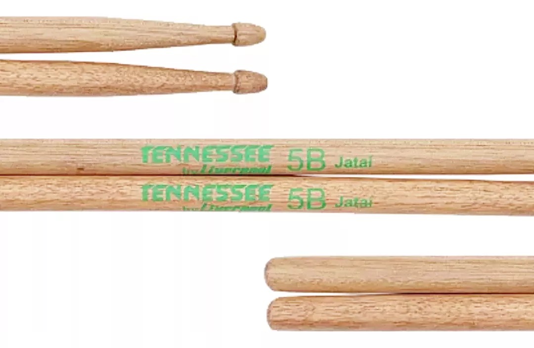 Baquetas Bateria Liverpool Tennessee Jataí 5B Ponta de Madeira Resistentes e Equilibradas