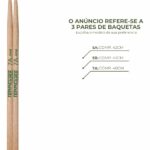 Baquetas Bateria Liverpool Tennessee Jataí 7A Ponta de Madeira Leves e Equilibradas