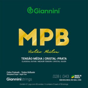 Encordoamento Corda Violão Nylon Giannini Mpb Cristal Prata