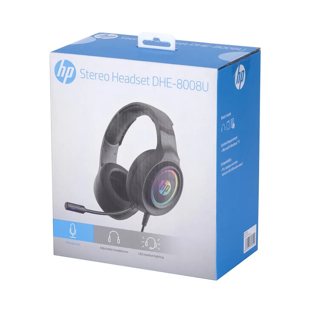 Headset Gamer Hp Dhe-8008u Entrada Única Usb Rgb Preto