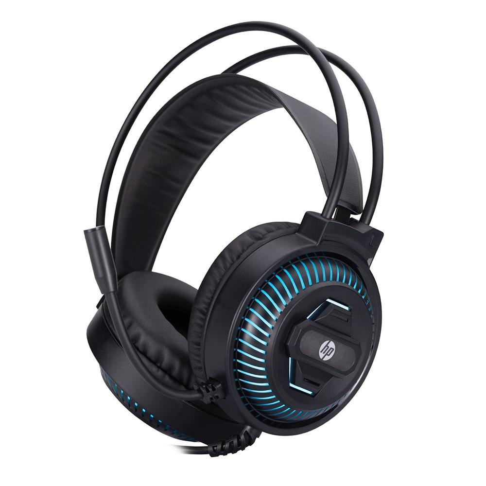 Headset Gamer HP DHE 8001 P2 Preto com Microfone e Iluminação Blue Light