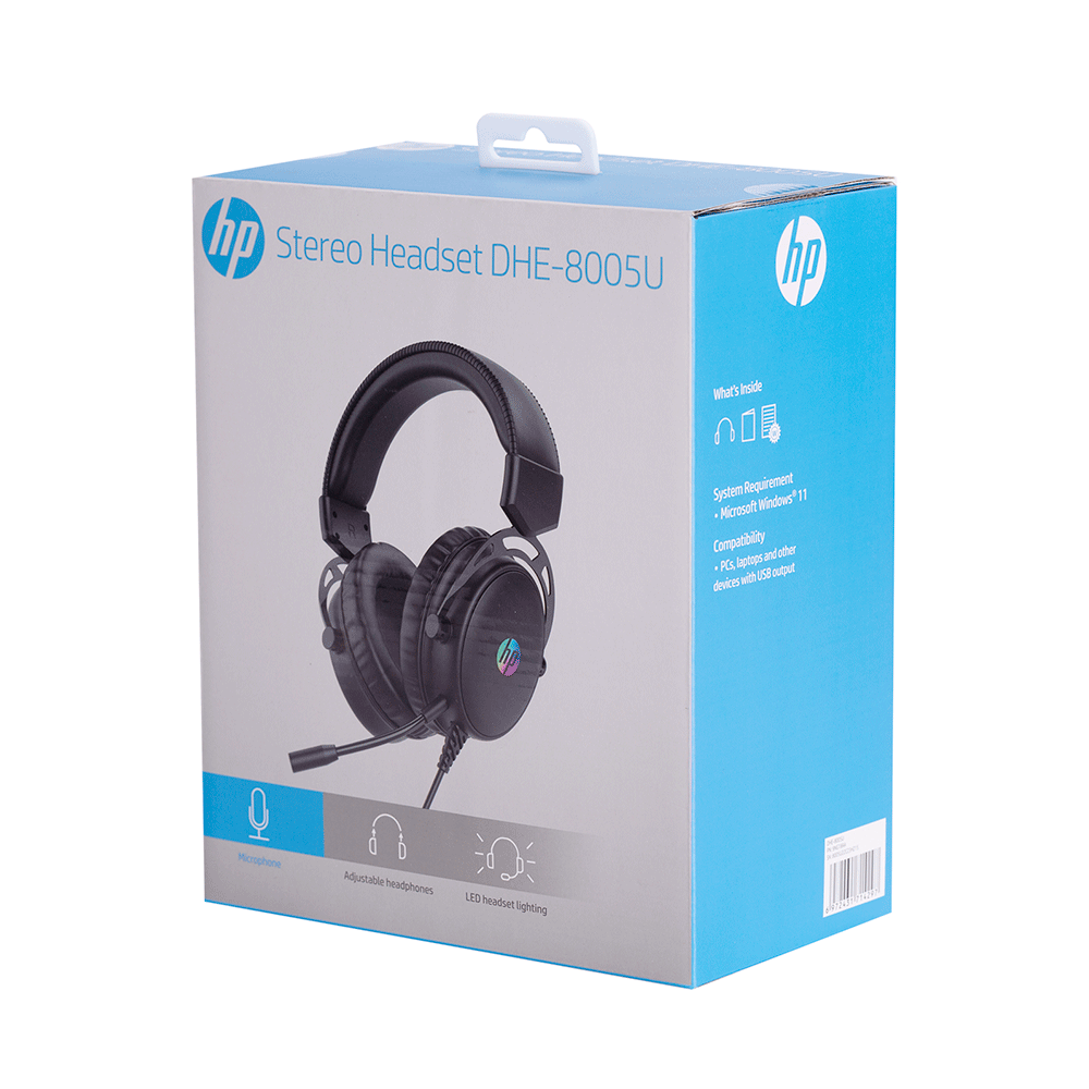 Headset Gamer HP DHE 8005U USB Preto com Microfone e Áudio Imersivo