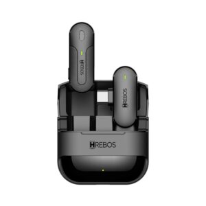 Microfone Lapela Sem Fio Hrebos IF210 Tipo C com Case Preto