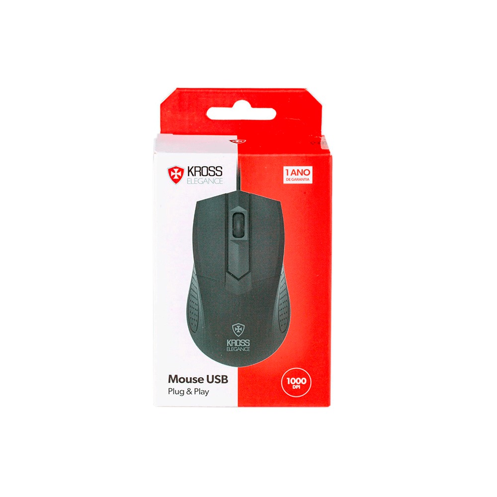 Mouse Com Fio Kross Elegance USB 1200 DPI KE M108 Preto