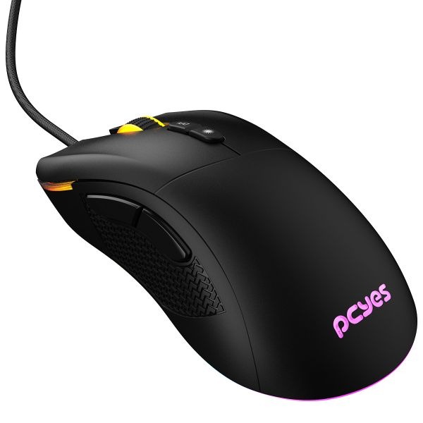 Mouse Gamer PCYes Gaius 12400 DPI RGB 6 Botões Preto