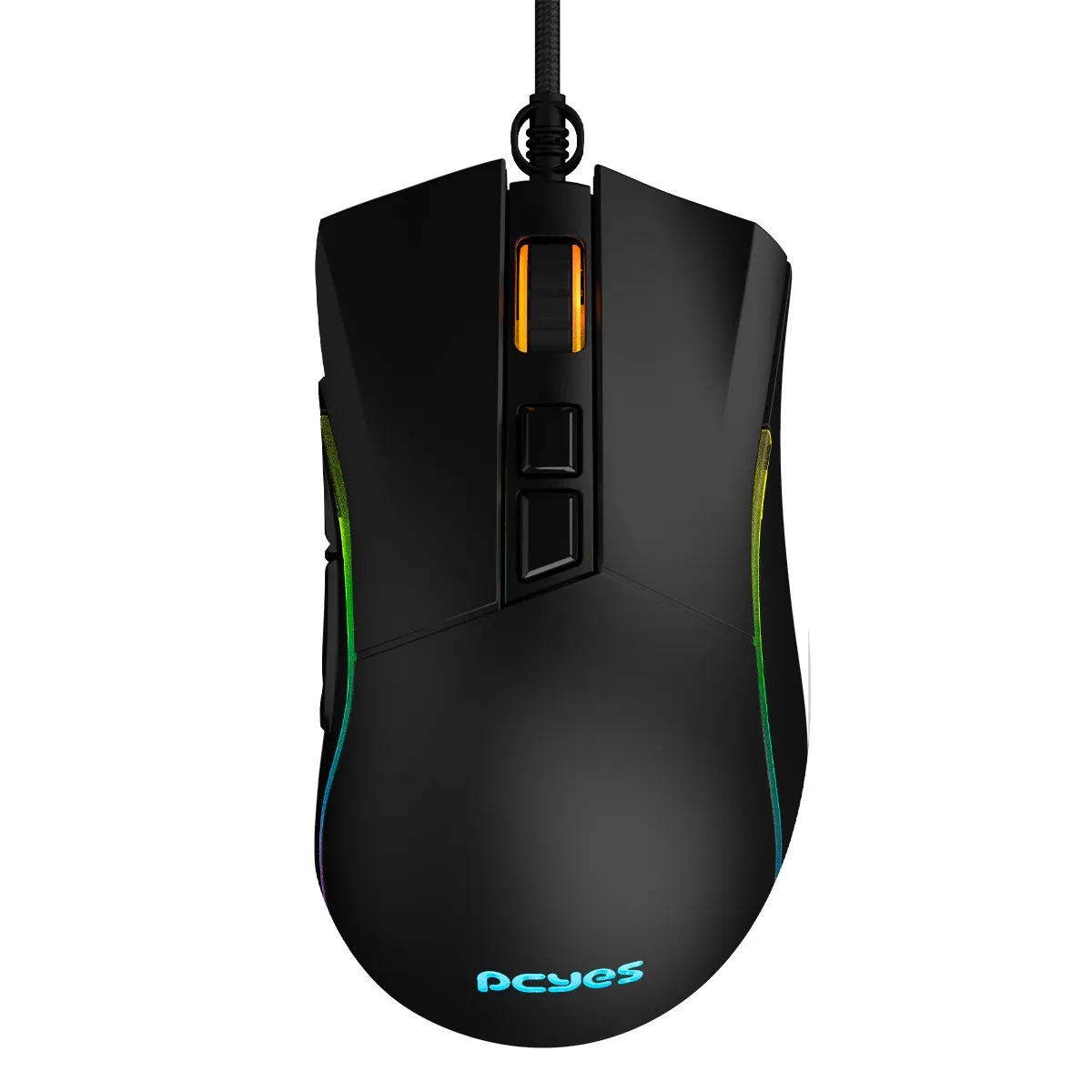 Mouse Gamer PCYes Valus 12400 DPI RGB 8 Botões Preto USB