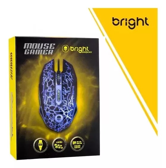Mouse Gamer USB 2400 DPI 6 Botões Bright 0447 para PC e Notebook