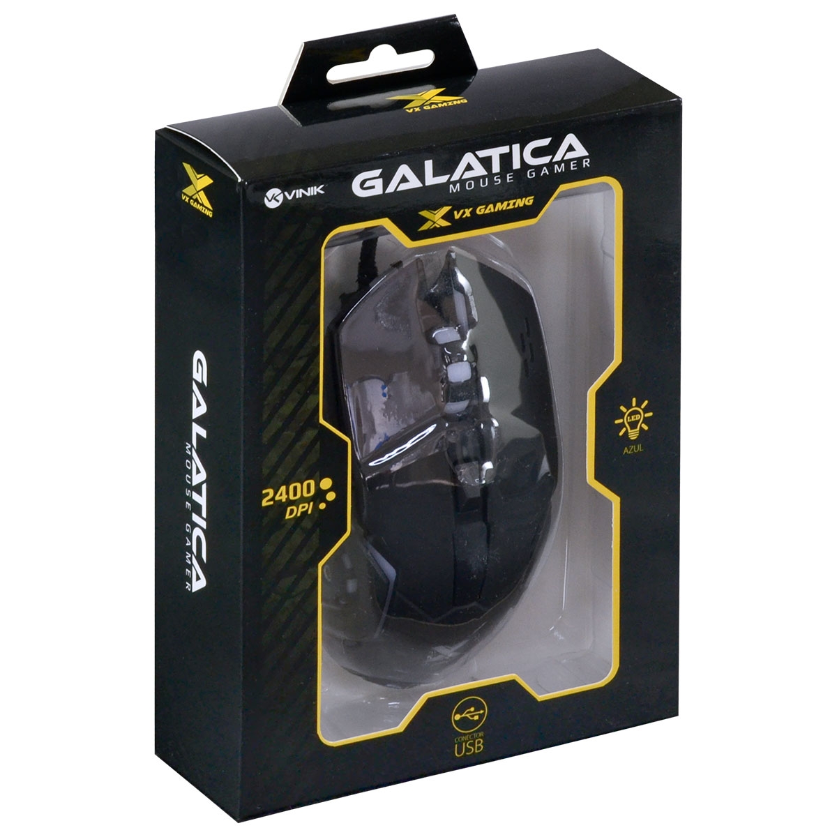 Mouse Gamer Vinik Galatica 2400 DPI LED Azul com Cabo USB 1.8 Metros