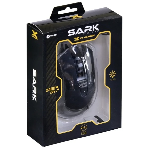 Mouse Gamer Vx Gaming Sark 2400 Dpi Vinik Cor Preto