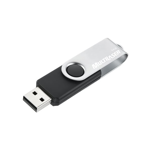 Pendrive Multilaser Twist2 64GB Preto e Prata (PD590)