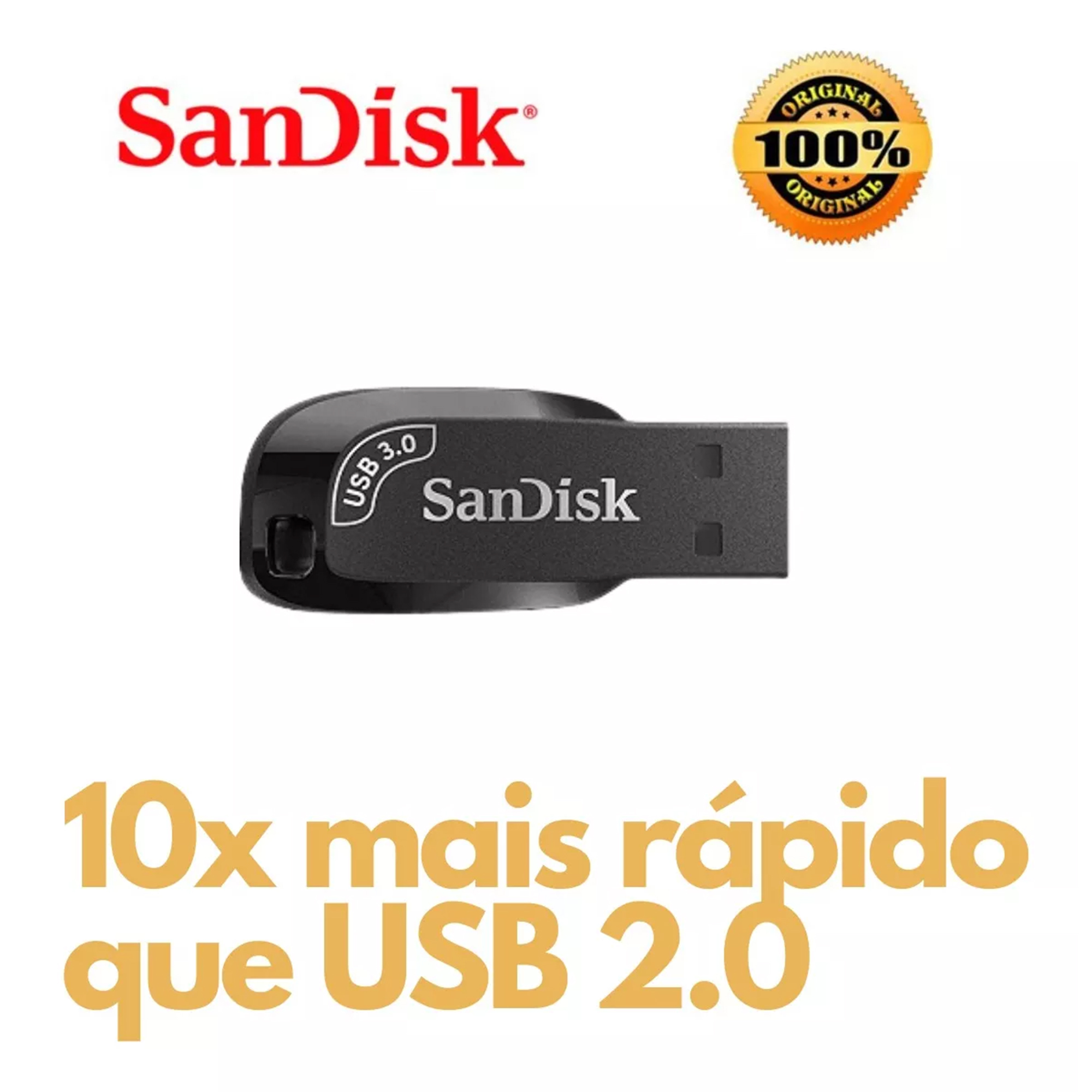 Pendrive Sandisk Ultra Shift 128GB USB 3.0 Leitura até 100MBs