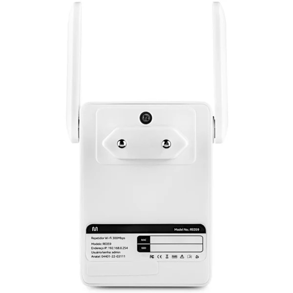 Repetidor Wi-Fi 300Mbps 2 Antenas Alcance Até 100 Metros Multi RE059