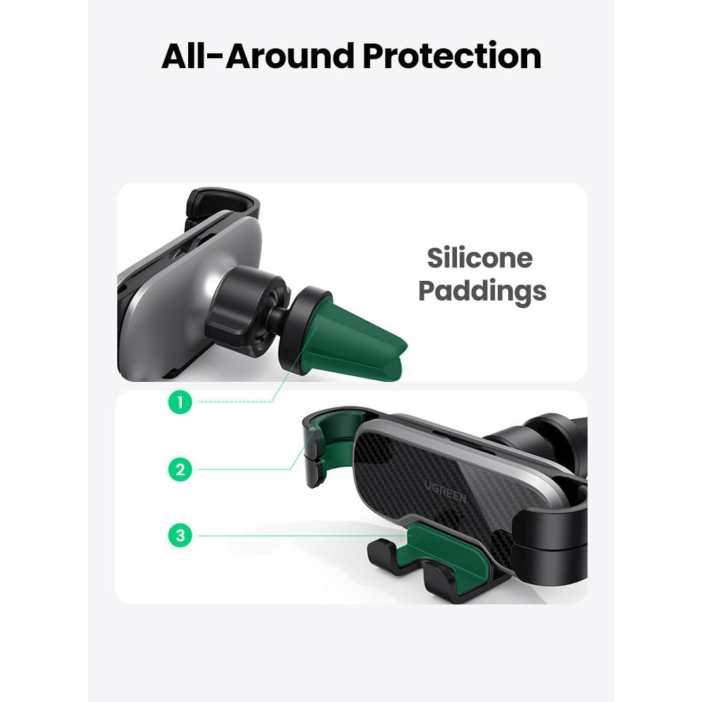 Suporte Veicular UGREEN LP228 Premium para Celular – Fixação por Gravidade, Saída de Ar, Compatível com Smartphones