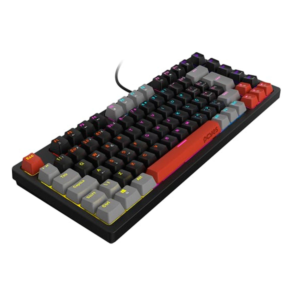 Teclado Mecânico Gamer 75% Pcyes Kirin Black Vulcan Switch Blue Rainbow RGB