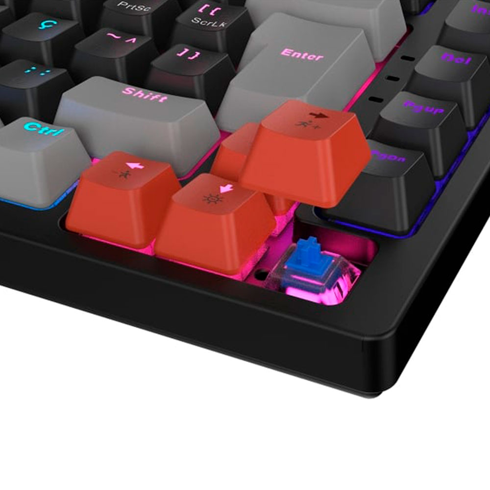 Teclado Mecânico Gamer 75% Pcyes Kirin Black Vulcan Switch Blue Rainbow RGB