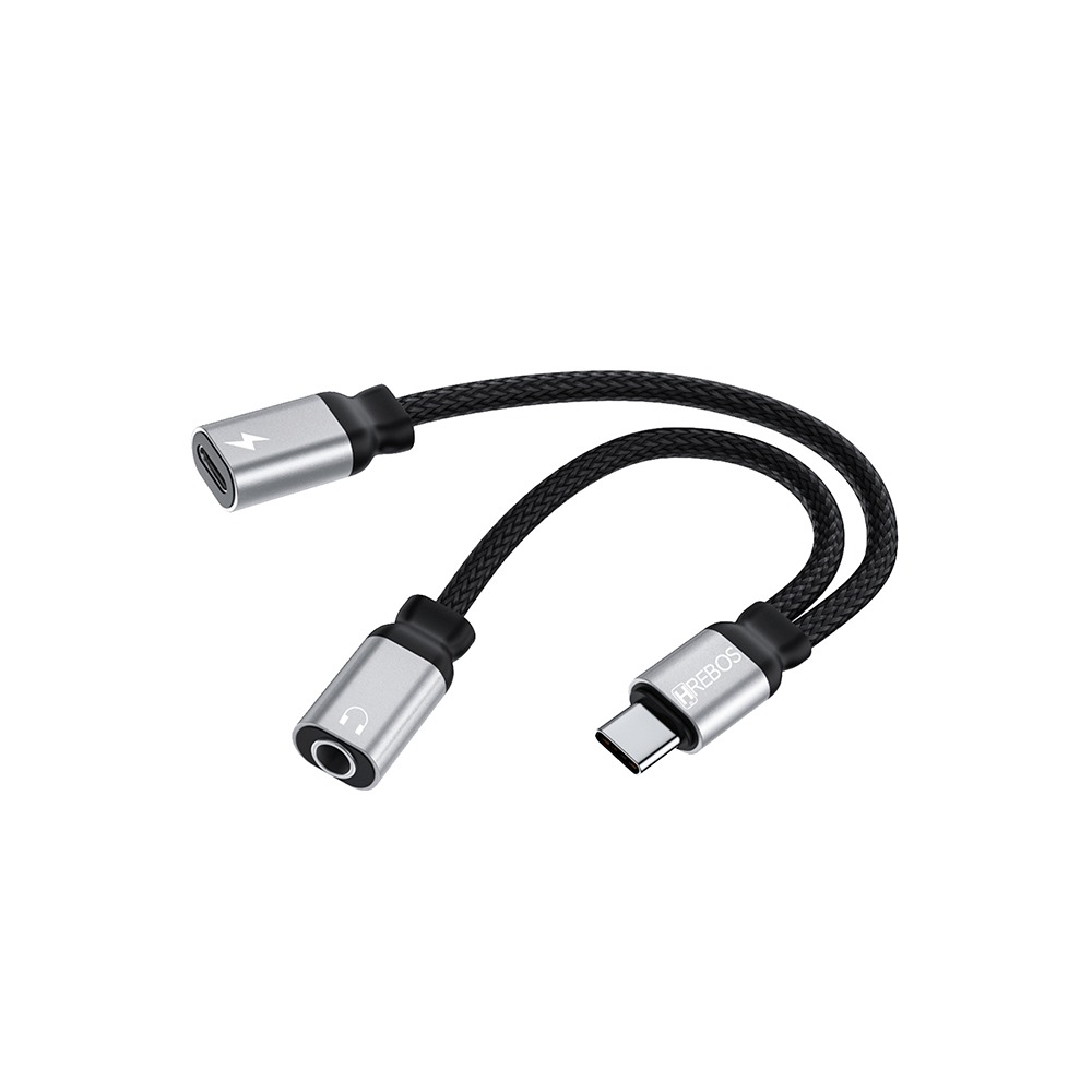 Adaptador Hrebos Hs-229 Usb-c Para P2 E Usb-c Preto