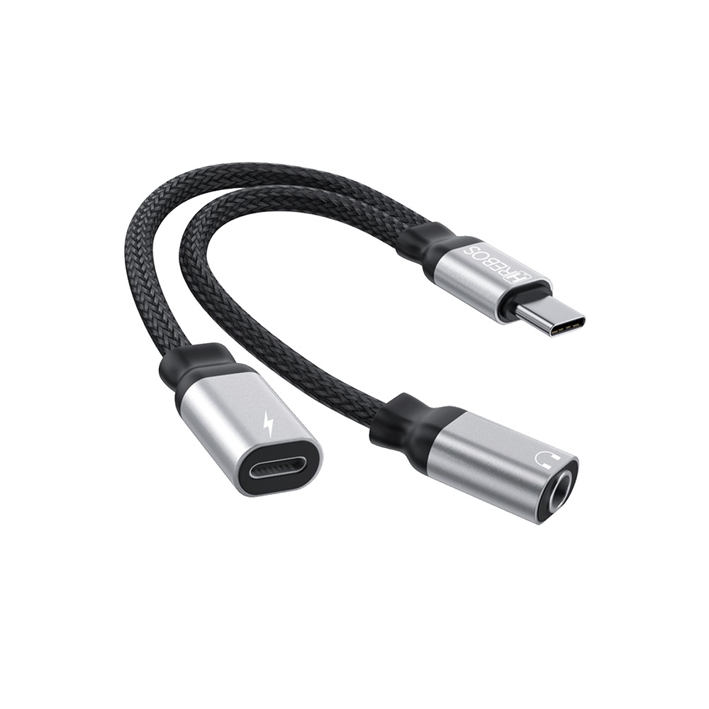 Adaptador Hrebos Hs-229 Usb-c Para P2 E Usb-c Preto
