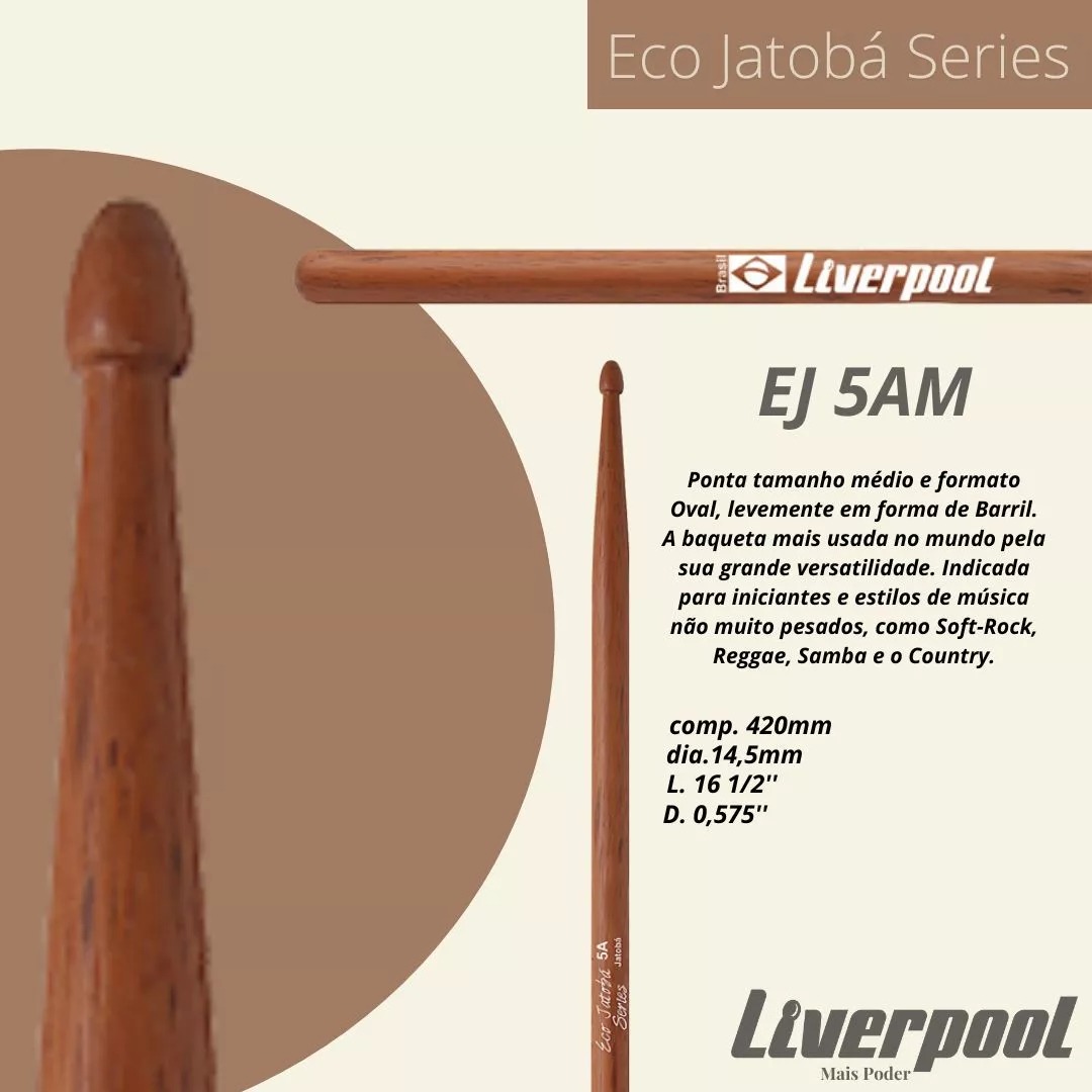 Baqueta 5a Eco Jatobá Ponta De Madeira Liverpool Ej 7am