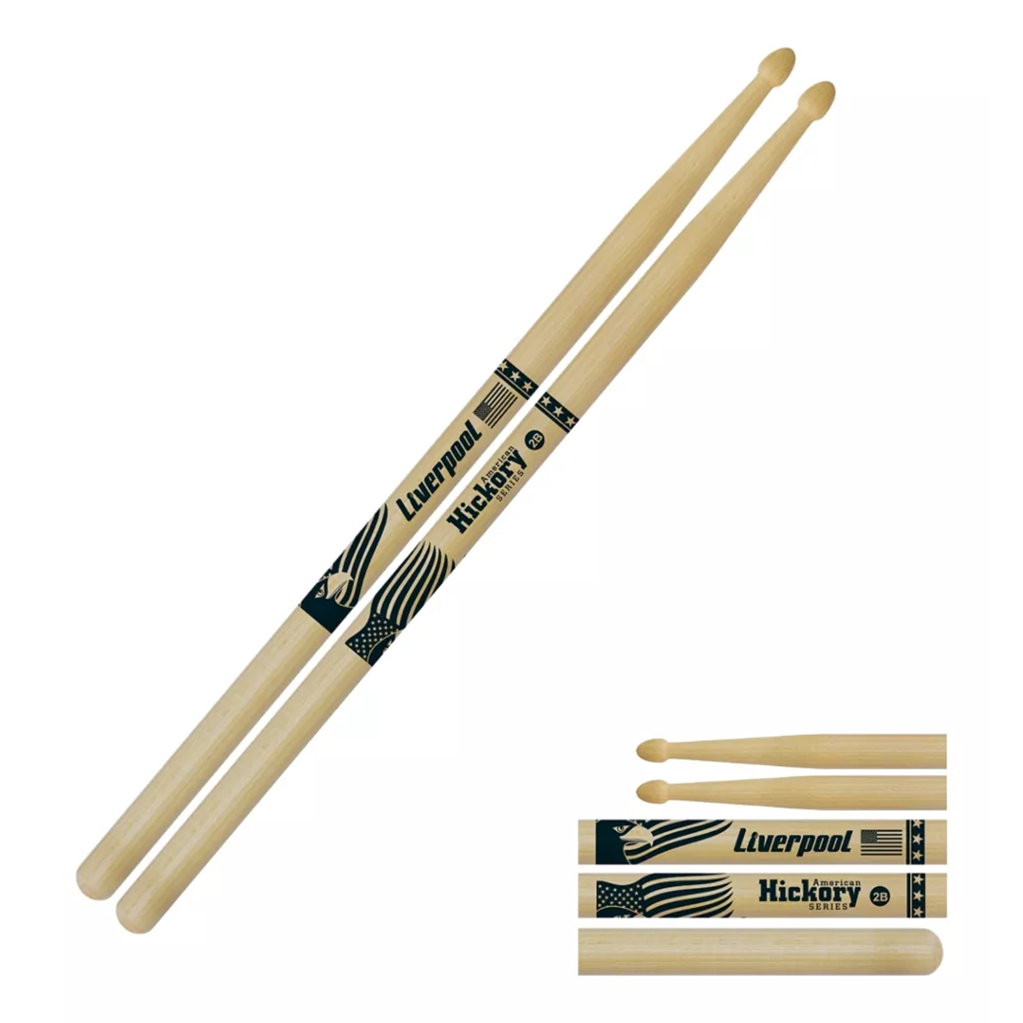 Baqueta Bateria Liverpool American Hickory 2b Ponta Madeira