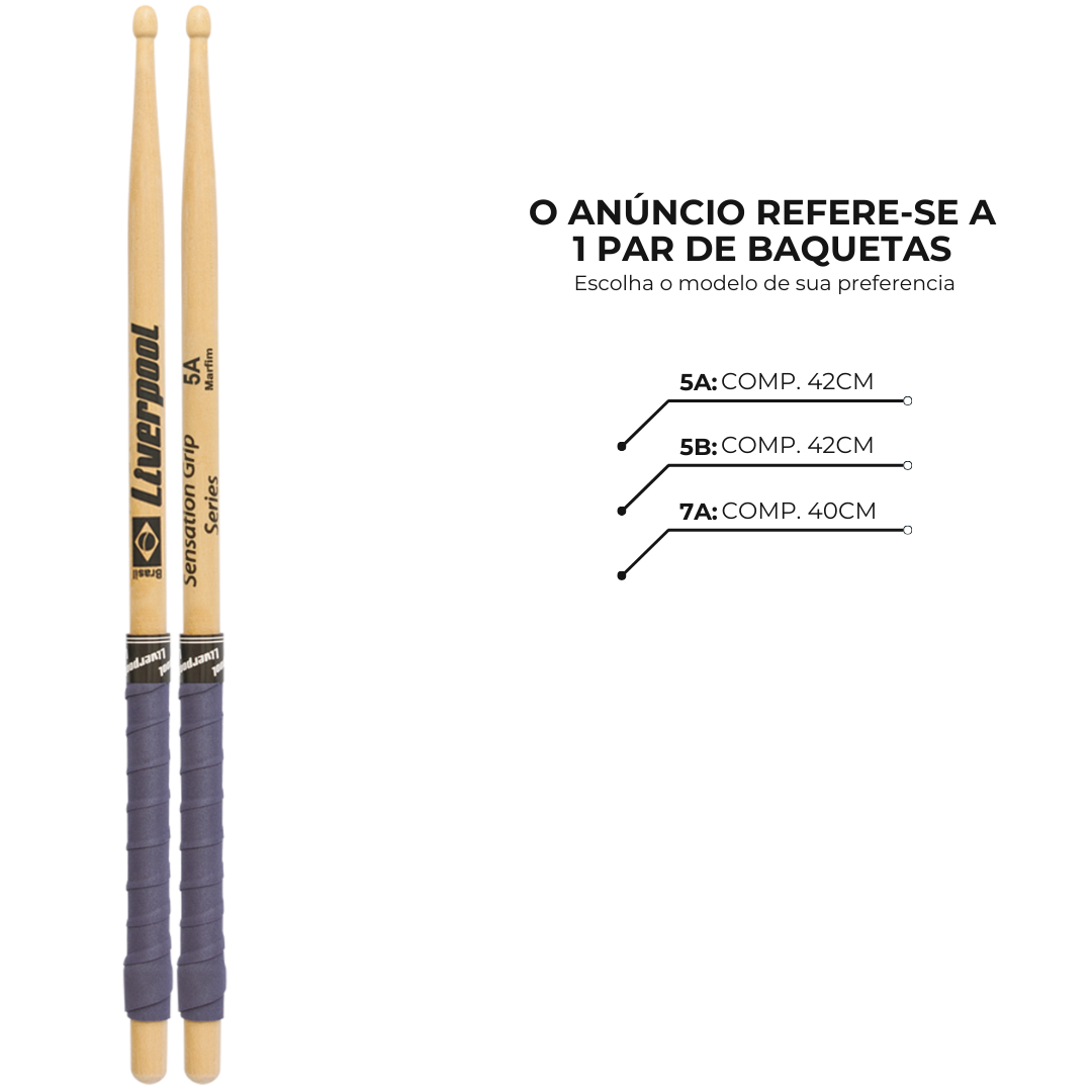 Baqueta De Madeira Liverpool Eva5am Sensation Grip Series 5a
