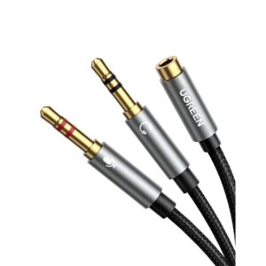Cabo De Áudio Ugreen 2xp2 Macho Para P2 Fêmea, 20cm - Av140