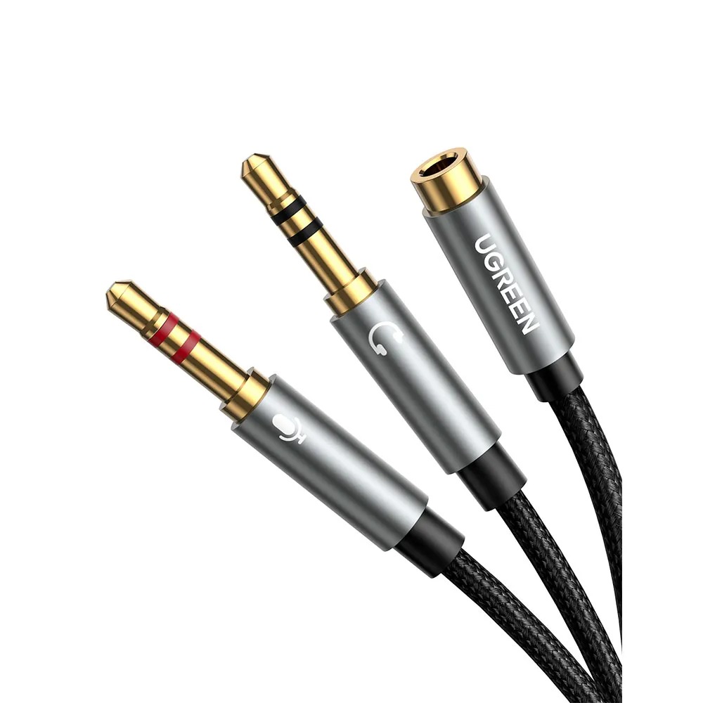 Cabo De Áudio Ugreen 2xp2 Macho Para P2 Fêmea, 20cm - Av140