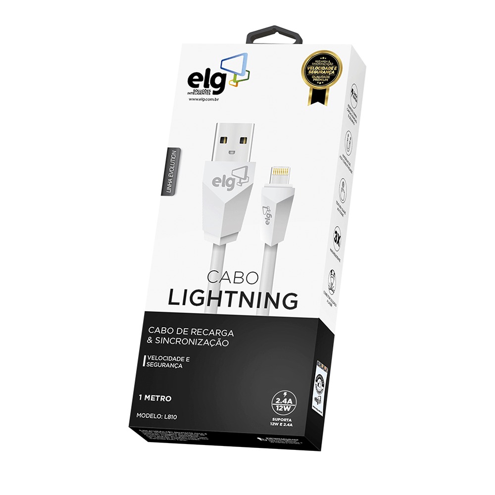 Cabo ELG L810 Usb Para Recarga Lightning Compatível iPhone