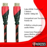 Cabo Hdmi Profissional 3 Metros Kross Ultrahd 4k 3d 19 Pinos