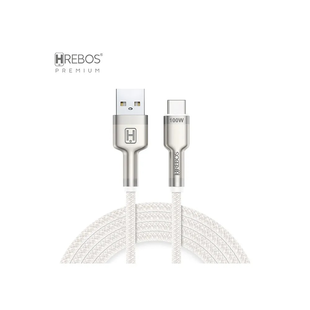 Cabo Smartphone Hrebos Cb251c Tipo C 100w 3.1a Trançado