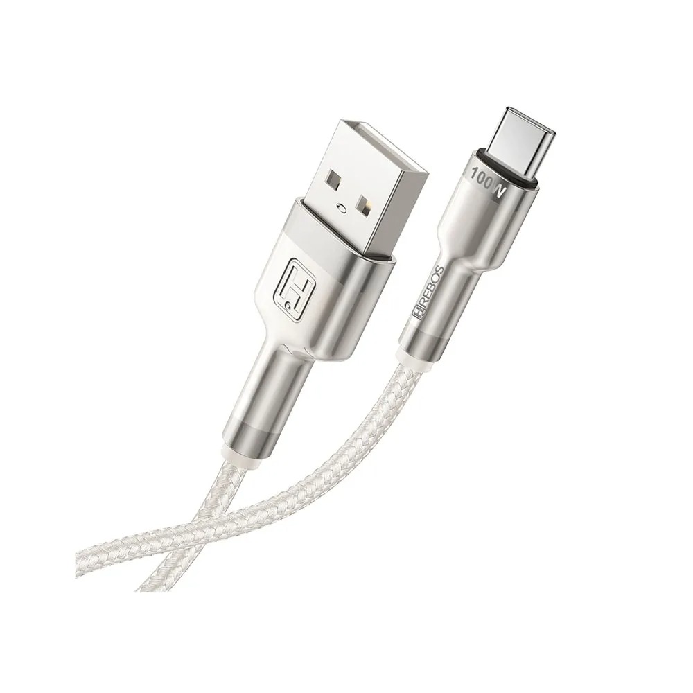 Cabo Smartphone Hrebos Cb251c Tipo C 100w 3.1a Trançado