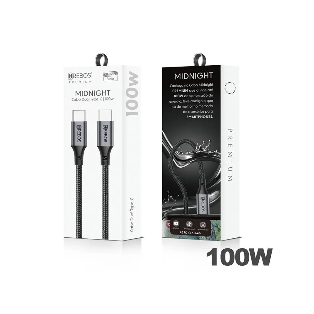 Cabo Carregador Usb-c Turbo Para iPhone 15 E 16 Pro Max Hrebos 362c