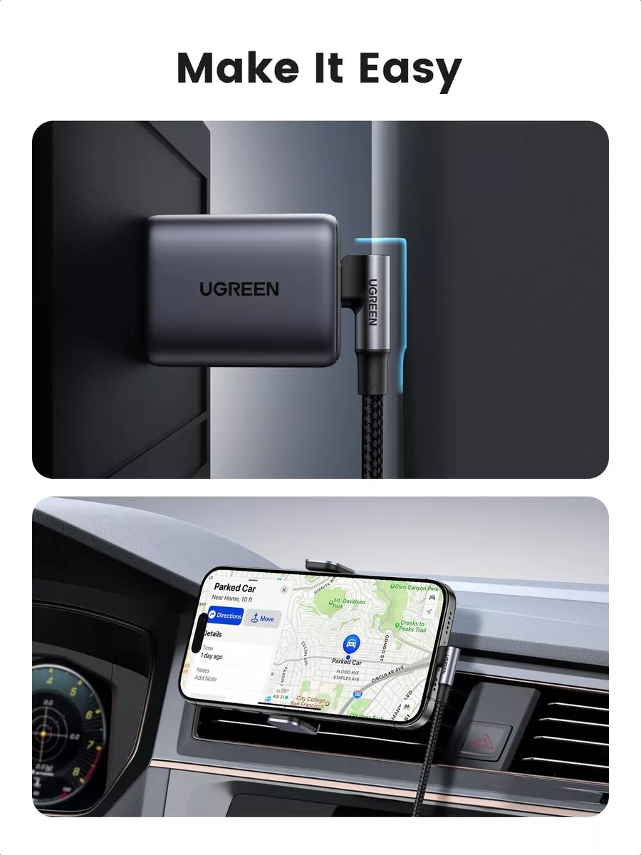 Cabo Tipo C Ugreen Usb-c/usb-c 90°, 100w, 1 Metro - Us334