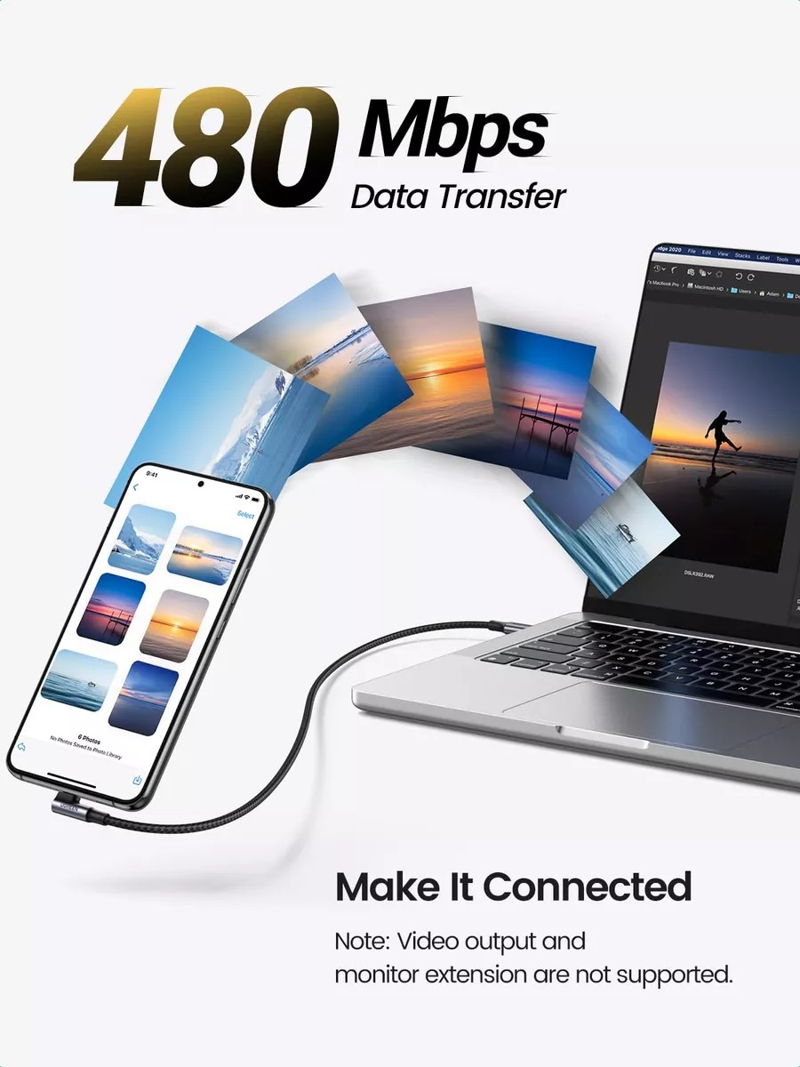 Cabo Tipo C Ugreen Usb-c/usb-c 90°, 100w, 1 Metro - Us334