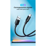 Cabo Dados Carregamento Ugreen Usb Tipo C 3a Us287 2m Preto