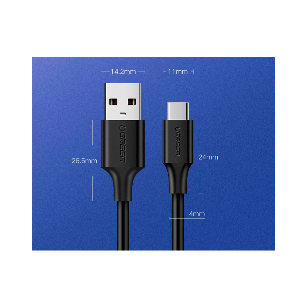 Cabo Dados Carregamento Ugreen Usb Tipo C 3a Us287 2m Preto